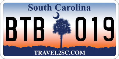 SC license plate BTB019