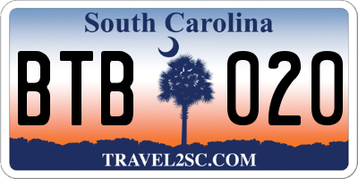 SC license plate BTB020