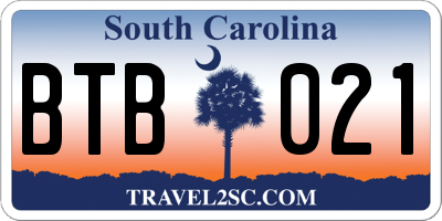 SC license plate BTB021