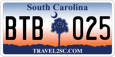 SC license plate BTB025