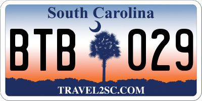 SC license plate BTB029