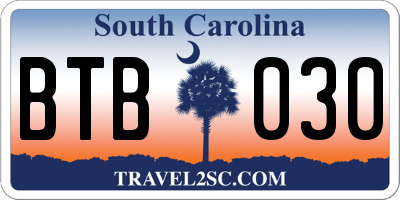 SC license plate BTB030