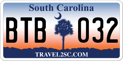 SC license plate BTB032