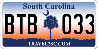 SC license plate BTB033