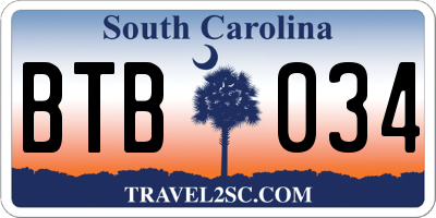 SC license plate BTB034