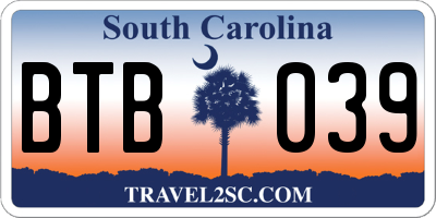 SC license plate BTB039
