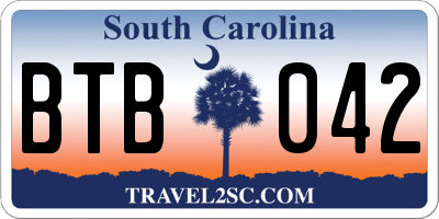 SC license plate BTB042