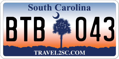 SC license plate BTB043