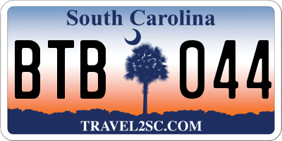 SC license plate BTB044