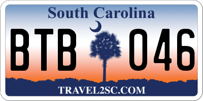 SC license plate BTB046