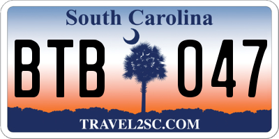 SC license plate BTB047