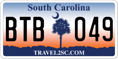 SC license plate BTB049