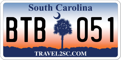 SC license plate BTB051