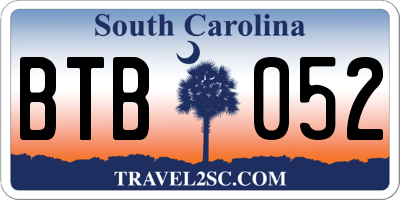 SC license plate BTB052