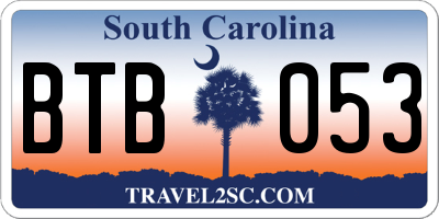 SC license plate BTB053