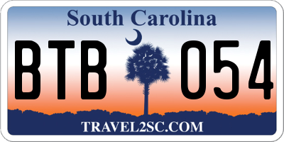 SC license plate BTB054