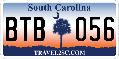 SC license plate BTB056