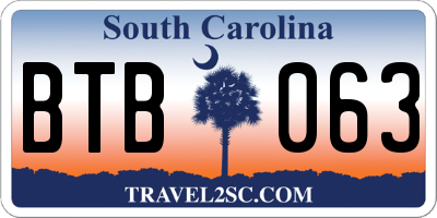 SC license plate BTB063