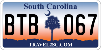 SC license plate BTB067