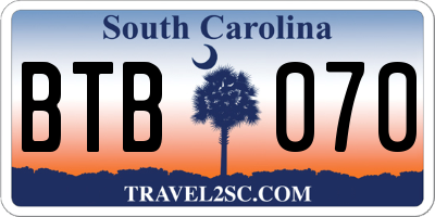 SC license plate BTB070