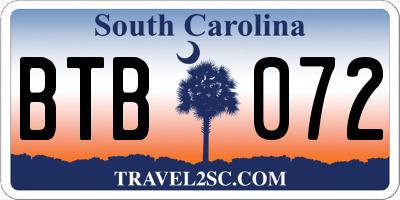 SC license plate BTB072