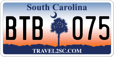 SC license plate BTB075