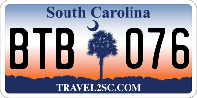 SC license plate BTB076