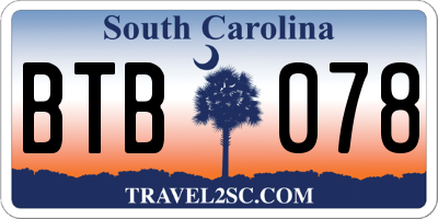 SC license plate BTB078