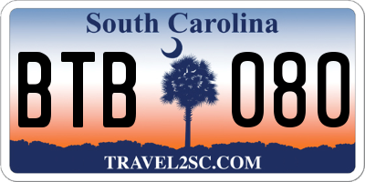 SC license plate BTB080
