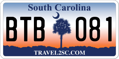 SC license plate BTB081