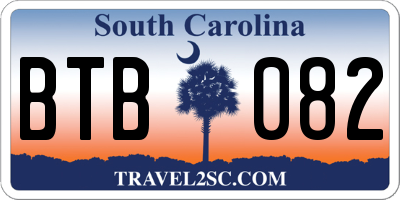 SC license plate BTB082