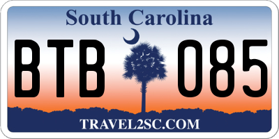SC license plate BTB085