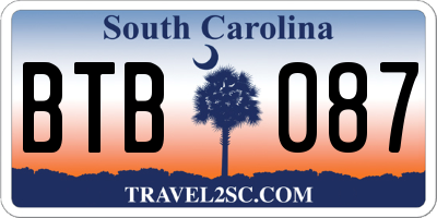 SC license plate BTB087