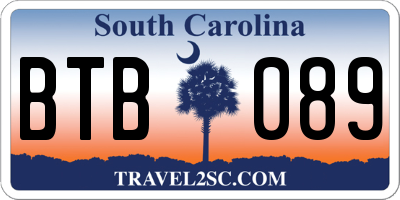 SC license plate BTB089