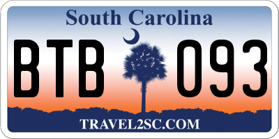 SC license plate BTB093