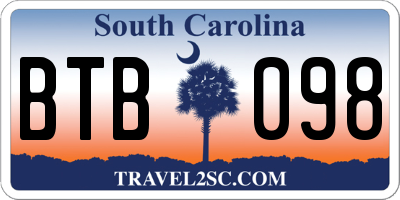 SC license plate BTB098