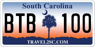 SC license plate BTB100