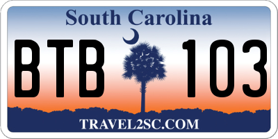 SC license plate BTB103