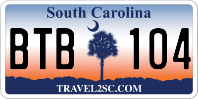 SC license plate BTB104