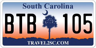SC license plate BTB105