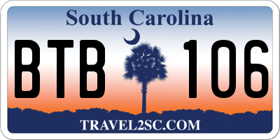 SC license plate BTB106