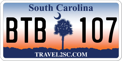 SC license plate BTB107