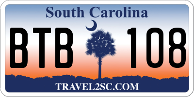 SC license plate BTB108