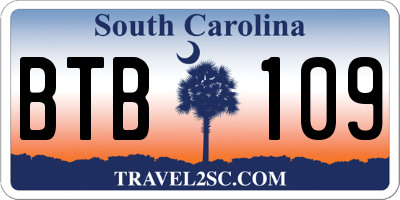 SC license plate BTB109
