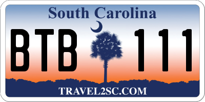 SC license plate BTB111