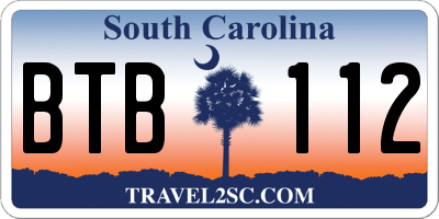 SC license plate BTB112