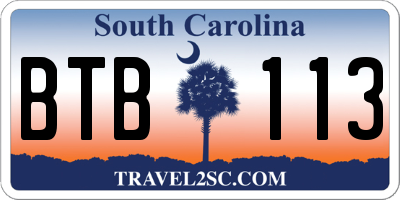 SC license plate BTB113