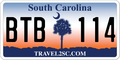 SC license plate BTB114