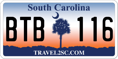 SC license plate BTB116