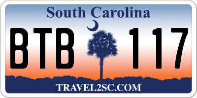 SC license plate BTB117